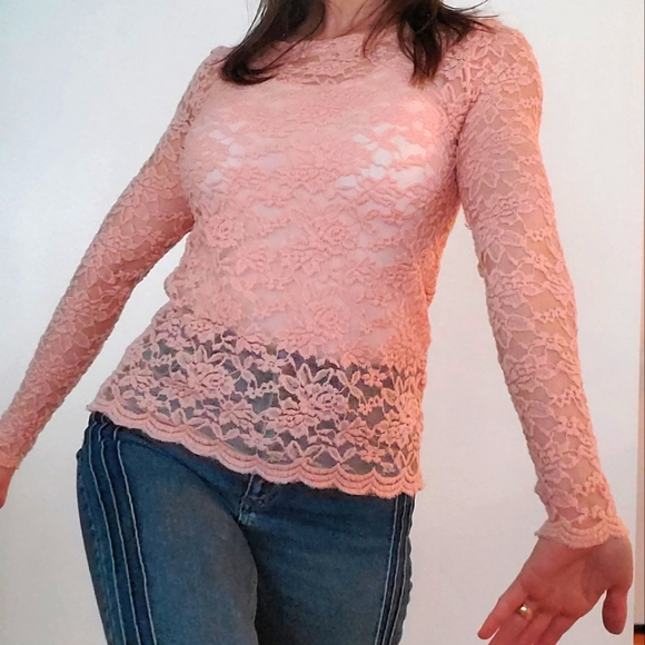 Laira Lace Shirt - Peach
